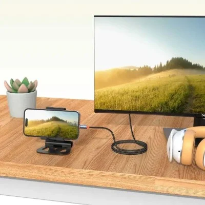 Porodo Woven Cable Lightning To Hdmi - Black
